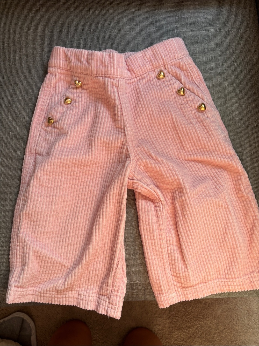 Old Navy Light Pink Corduroy Pants with Gold Heart Studs